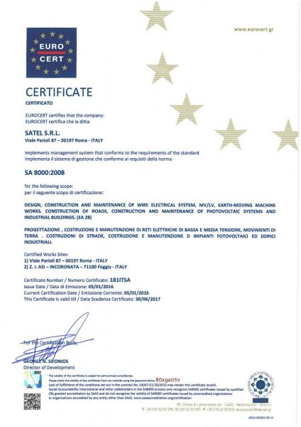 CERTIFICATE-SA8000