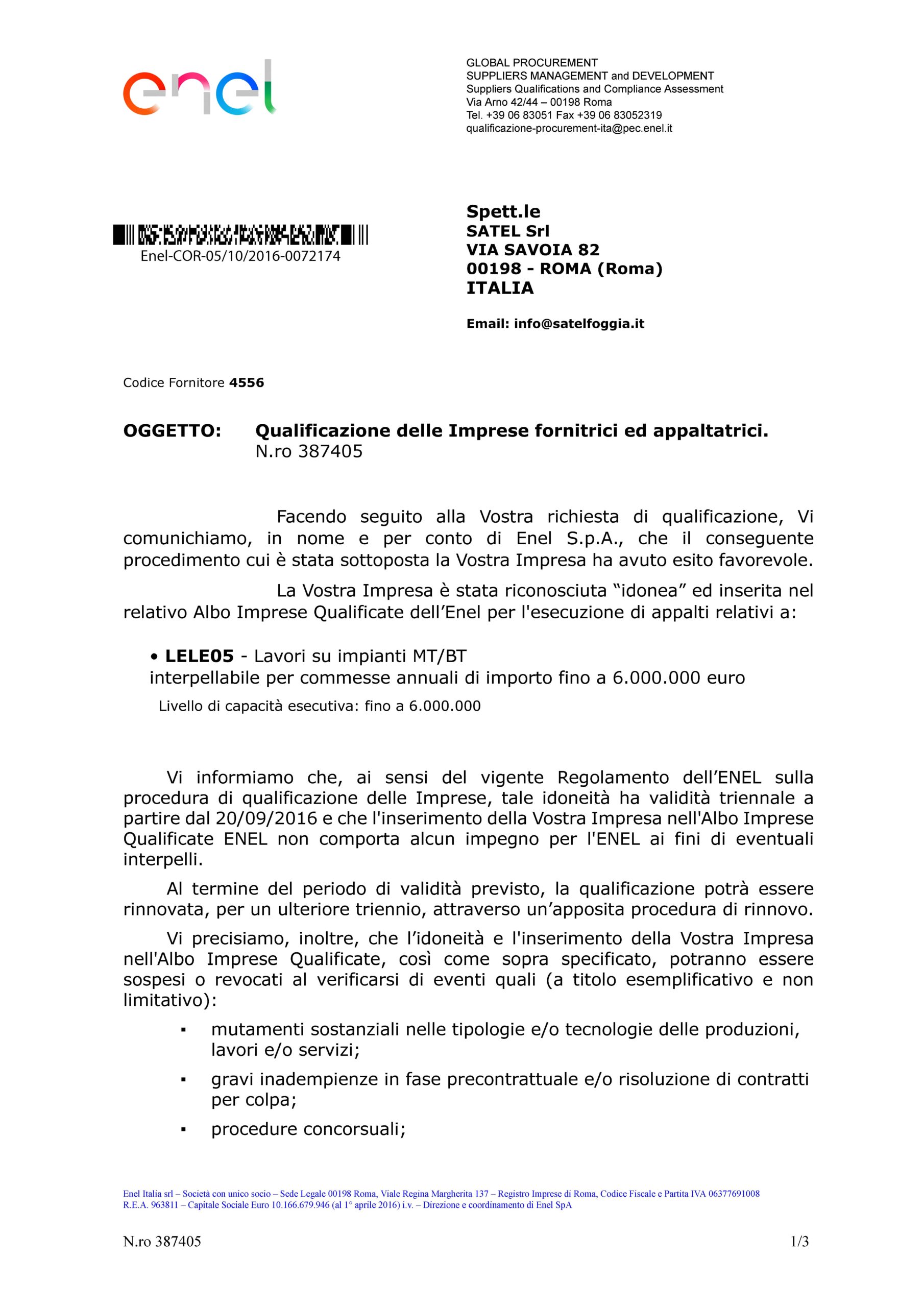 Qualificazione Enel
